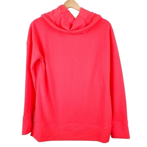 Calvin Klein Shirt Medium Fleece Pullover Neon Coral Funnel Neck Performance - Picture 2 of 6